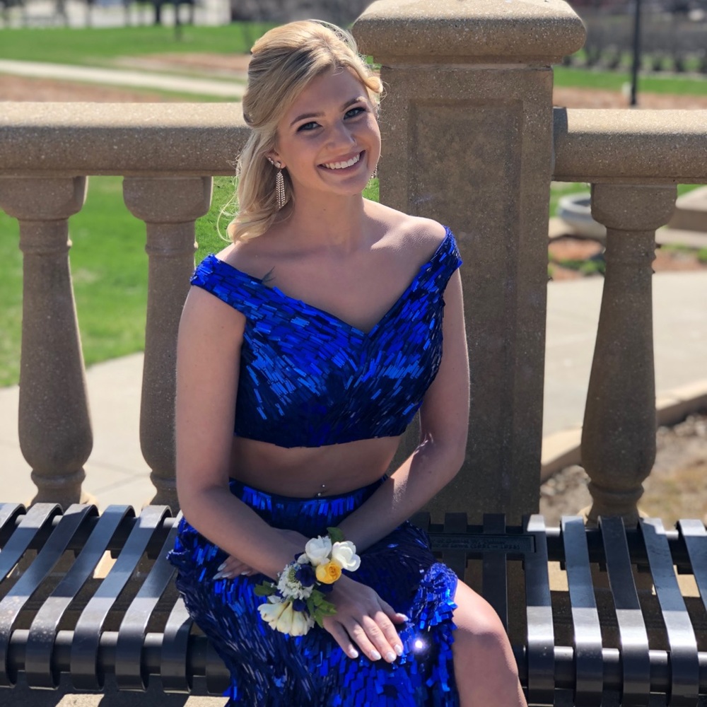 Size 4 Royal Blue two piece prom dress